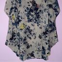 Sonoma  2X Sheer Cardigan Gray w Blue Floral Chiffon Longline Swim Kimono Photo 8