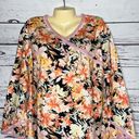 Garnet Hill  NWT Size M Floral Print V-Neckline Organic Cotton Knit Top Shirt Photo 1