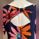 Julian Taylor  Blue Floral Dress Cut Out Bow & Back Gold Zipper In Back SZ 12 Photo 5