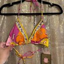 Juicy Couture Vintage Y2K  Pink Orange Yellow Triangle Bikini Swim Top L NWT Photo 0