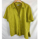Chico's  Design Silk Wool Blend Texture Short Sleeve Button Down Size 1 Medium Photo 0