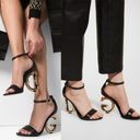 Dolce & Gabbana NEW  Kiera Baroque Lamb Leather Sandals Black Size IT40/US10 Photo 1