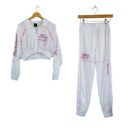 NEW LF The Brand White Pink Logo Windbreaker Jogger Track Outfit Set Size Small Photo 1