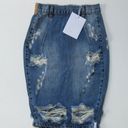 One Teaspoon NWT ONE by  FreeLove in Vintage Blue Destroyed Denim Pencil Skirt 22 Photo 0