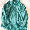 Coldwater Creek Blue Crinkle Shimmer Button Down Blouse Size Large Petite Photo 0