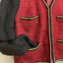 Mango  Red & Black Tweed Blazer Jacket with gold chain trimming C14 Photo 5