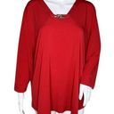 Susan Graver  Shirt Womens 1X Red Tunic Top Liquid Knit Casual Work Versatile Photo 0