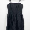 Shoshanna  Silk Chelsea Organza Ribbon Stripe Fit And Flare Black Mini Dress 6 Photo 0