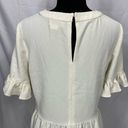 Kate Spade  Linda Ruffle Sleeve Peplum Hem Crepe Blouse Cream Small Photo 2