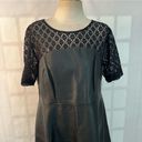 Lane Bryant  Black Faux Leather And Lace Short Sleeve Fit & Flare Dress Size 14 Photo 2