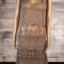 Solitaire  Ravi Khosla Tan Lace Boho Crochet Knee Length Coverup Dress Womens S Photo 6