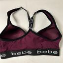 Bebe Racerback Style Adjustable Straps Sports Bra Firm Cups Burgundy Sz Lg Photo 2