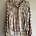 American Eagle Tan Relaxed Button-up Plaid Flannel Shirt - Women’s Size Medium Photo 0