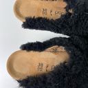 Birkenstock  Papillo Fanny Teddy Shearling Buckle Black Wedge Sandals 7 Photo 8