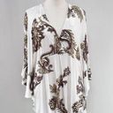 Free People  Flowy KNIT White/Multi FLORAL Tie Sides MAUI WOWIE BLOUSE/TOP Size L Photo 0