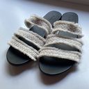 Rothy's  Triple Band Fringe Sandals Seashell Sea Shell Slides Neutral Slip On 10.5 Photo 3