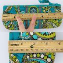 Vera Bradley  Peacock Turquoise Blue Green Pencil Brush Cosmetic Zip Pouch Photo 4