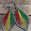 String Art Multicolored Statement Earrings Silver Photo 3