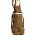 Brighton  Cream & Tan Raffia Leather Shoulder Tote Bag Purse Photo 2