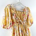 Abercrombie & Fitch  Puff Short Sleeve Floral Tie Front Mini Dress Yellow XS Photo 4