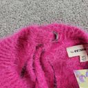 ee:some  Womens Back Tie Sweater Medium Pink Eyelash Faux Fur Ribbed Trim NEW Photo 11