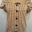 Madewell  Gingham Jacquard Square-Neck Puff Sleeve Top Size Small Photo 4