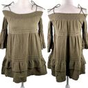 Romeo + Juliet Couture  Beach Coverup S Olive Green Off Shoulder Photo 0