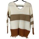 The Moon  & Madison Women's Striped Distressed‎ V-Neck Pullover Sweater Size XS Photo 0