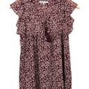 Rebecca Minkoff  Maroon Printed Ruffle Blouse Sz XS Photo 5