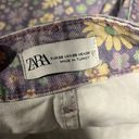 ZARA  Purple Floral Denim Shorts size 6. Button up. High waist Photo 3