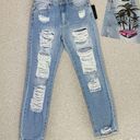 American Bazi  Distressed Boyfriend Jeans Hollywood Graffiti Blue Large Photo 0