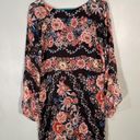 Lavender Brown  V-neck Mini Shift Dress Black Floral size M Photo 1