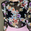 Ginger G Retro Colorful Sheer Floral Crop Shirt Photo 4