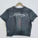 Ed Hardy NWOT  Mary Cropped Baby T-Shirt Women's T-Shirts in Black Mesh Size 2X Photo 2