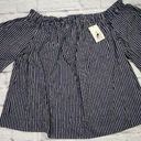 A New Day  Womens Long Sleeve Off the Shoulder Top Navy Stripe Size XXL Photo 0