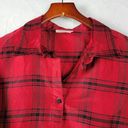 Coldwater Creek  Womens Shirt Size M Red Holiday Plaid Silk Lightweight Button Up Photo 4