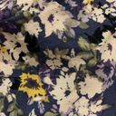 Nordstrom   Purple Navy Floral Milkmaid Crop Top LARGE Pansy Long Sleeves NEW Photo 6