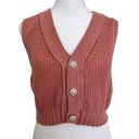 Double Zero Women's Knit Cropped Sweater Vest Pink Size Small Cotton Blend  Brand Photo 1