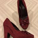 DKNY  Maroon Laurel Flowered Suede Peep Toe Heels Photo 0