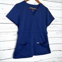 Grey's Anatomy  Women's 3-Pocket Modern Fit Mock Wrap Scrub Top Blue Size Small Photo 2