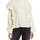 Treasure & Bond  Embroidered Ruffle Cotton Blouse Ivory Birch Photo 0