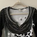 Alberto Makali  Womens Size Medium Multicolor Embellished Scoop Neck Blouse Photo 1