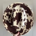 Free People  Milk Money Cowboy Rancher Hat Wool Felt Cow Print Brown Ivory Photo 2