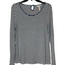 Matilda Jane  T-Shirt Size Small Gray White Striped Stretch Blend Womens LS Photo 0