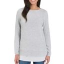 Hilary Radley  Womens Size L Gray White Two Fer Long Sleeve Faux Layered Sweater Photo 0