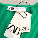 ZARA NWT  Ribbed Knit Button Cropped Cardigan in Green Size S Photo 3