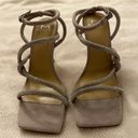 Marc Fisher NWOT  Debbie Strappy Heeled Sandals, Gray and Silver Faux Crystal Sz9 Photo 4