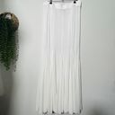 Free People NEW  Godet Girl Mesh Slip Maxi Skirt Stretch Sheer Winter White Sz Lg Photo 3