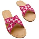 Draper James NIB  Piper Flat Sandals in Raspberry Pink Gingham Women's Size 8 Photo 2