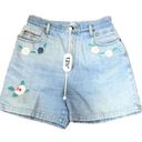 Vintage Embroidered Denim Shorts 90s AJ Brandon Size 13/14‎ Retro Hippie Y2K Blue Photo 3